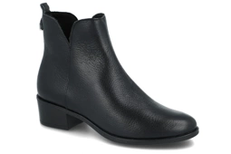 Czarne botki Ryłko skórzane 3GVS8 klasyczne ocieplane botki na niskim obcasie