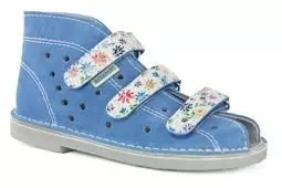 Obuwie dziewczęce Adamki 012 profilaktyczne błękitny kwiatki