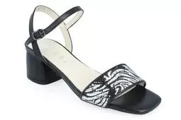 Sandały Nessi 21067 czarny sandały na obcasie klocek z odkrytą piętą