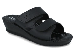 Klapki damskie z żelową wkładką czarne OrtoMED 2814 obuwie zdrowotne