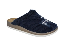 Klapki Inblu CT 034 granatowy kapcie obuwie domowe ze skórzaną wkładką lekkie