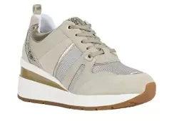 Sneakersy damskie GEOX D268LB Zosma SUED beżowy koturny sportowe