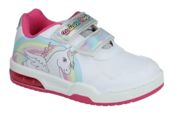 Białe sportowe półbuty z jednorożcem 0145 świecące podeszwy sneakersy na rzepy