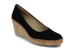 Czółenka na koturnie Ryłko 5Y200 czarne skórzane buty na koturnie wsuwane