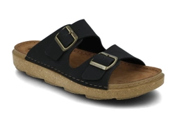 Czarne klapki męskie Inblu MT000016 klapki ze skórzaną wkładką lekkie letnie