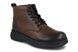 Krisbut buty zimowe skórzane 6877 brąz trzewiki na zimę