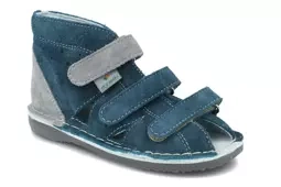 Kapcie Danielki S104 zielony z szarym profilaktyczne obuwie chłopięce