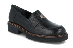 Mokasyny Ryłko E2R70_M czarne loefersy klasyczne półbuty na grubej podeszwie wsuwane