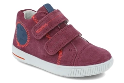 Trzewiki Superfit 1-000345-5510 skórzane dziewczęce buty na rzep z tęgością M na wysokie podbicie