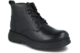 Krisbut męskie buty zimowe skórzane ocieplane 6877 czarne trzewiki na zimę