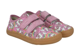 Froddo barefoot G1700379-4 półbuty dziewczęce z jednorożcem kapcie na rzepy zmienne obuwie letnie