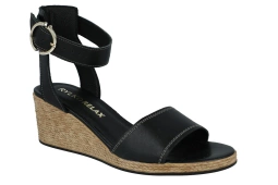 Czarne koturny Rylko skórzane miekkie klin