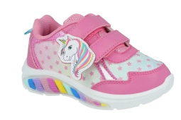 Różowe sportowe półbuty dla dziewczynki jednorożec 0225  sneakersy ze świecącą podeszwą