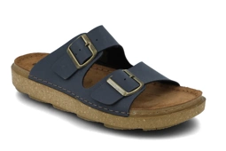 Klapki męskie Inblu MT-16 granatowe klapki ze skórzaną wkładką lekkie letnie