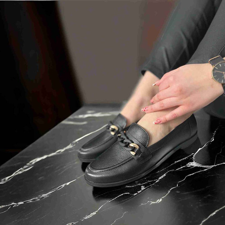 Mokasyny Ryłko 1MR44 RELAX czarny płaska podeszwa skórzane eleganckie damskie półbuty