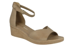 Ryłko skórzane sandały na koturnie beżowe