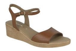 Brązowe sandały na koturnie Ryłko Relax skórzane