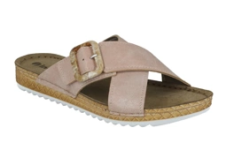 Klapki INBLU VO 12 różowe lekkie ze skórzaną wkładką i białą podeszwą