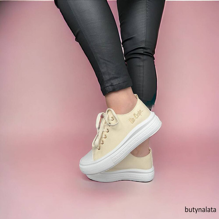 Trampki na grubej podeszwie Lee Cooper LCW-24-44-2464L beżowe letnie do kostki