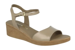 Złote sandały na koturnie wkładka Ryłko relax