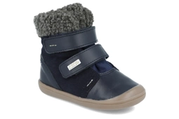Kozaki Bartek 11026 granatowy skórzane buty zimowe barefoot dla chłopca