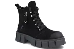 Trzewiki damskie Nessi 22368 skóra naturalna czarny platforma