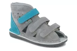 Kapcie Danielki S104 szary z turkusem profilaktyczne obuwie dziecięce