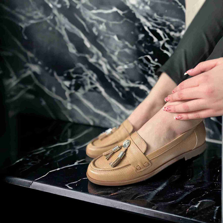 Mokasyny damskie Ryłko Ryłko 1MR45_X beż wkładka RELAX płaska podeszwa