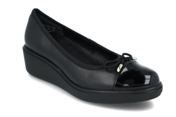 Czarne czółenka damskie Ryłko 3LNF6_V wkładka Ryłko Relax niska platfora skórzane