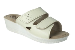 Klapki damskie Orto Med 2814 beż obuwie medyczne skóra ekologiczna wkładka soft