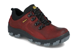 Buty trekkingowe niskie Krisbut 5648 czerwony skórzane do kostki