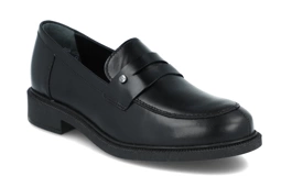 Klasyczne mokasyny Ryłko M2R51 skórzane czarne półbuty na płaskiej podeszwie