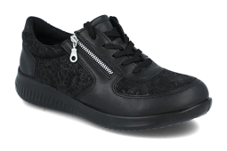 Półbuty damskie Jomos 857393 czarny wygodne buty na szeroką stopę bardzo lekkie skórzane