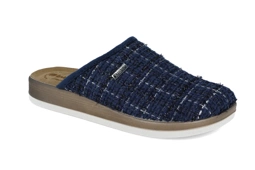 Klapki domowe Inblu CT 033 granatowy kapcie ze skórzaną wkładką lekkie